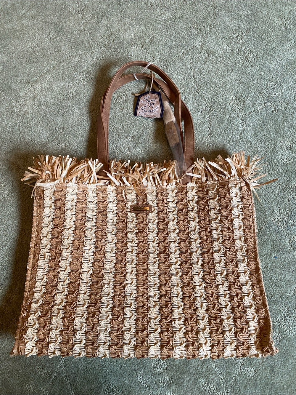NWT‎ SunNSand Raffia Tote Beach Bag
